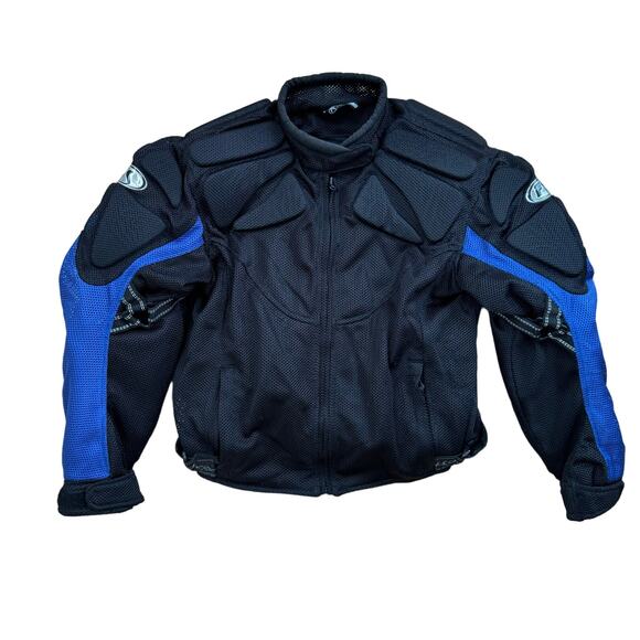 Fieldsheer Touring Motorcycle Jacket M Heavily Padded Coat Black & Blue MOTO
